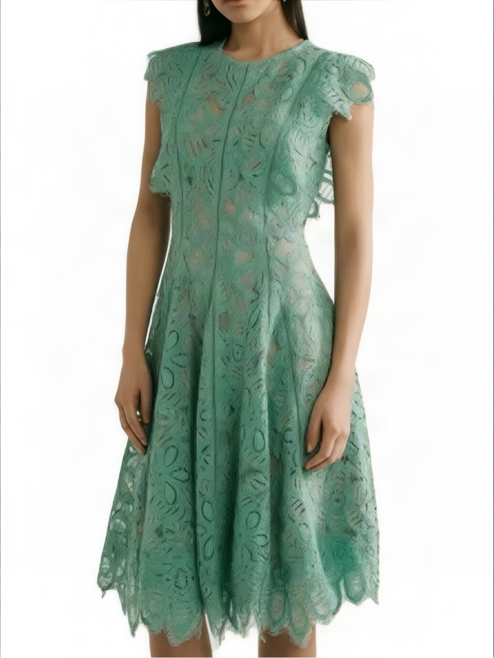LELA ROSE Lace Fit-and-Flare Dress
